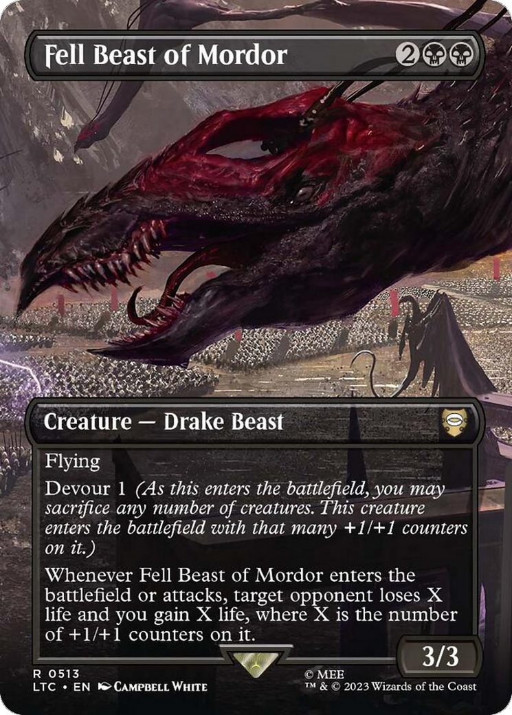 Fell Beast of Mordor (Borderless) (LTC-513) - Tales of Middle-earth Commander (Borderless) Foil