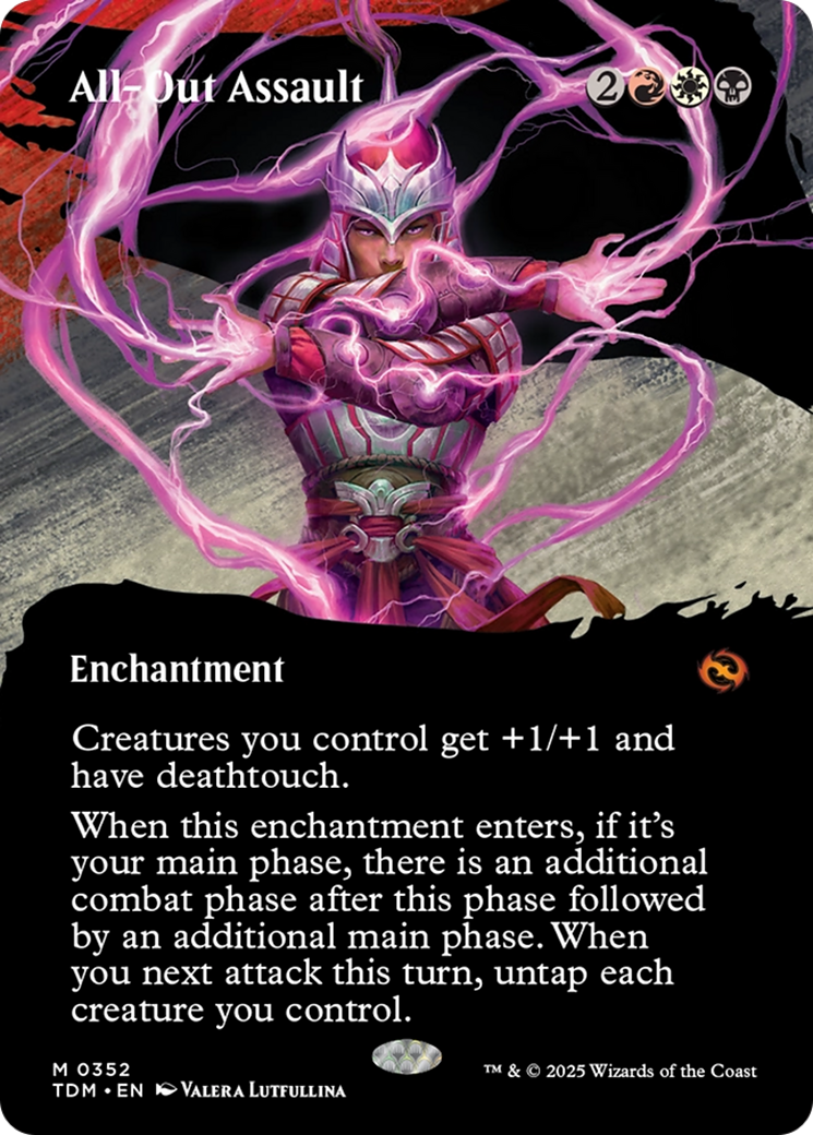 All-Out Assault (Borderless) (TDM-352) - Tarkir: Dragonstorm: (Showcase, enchantment) Foil